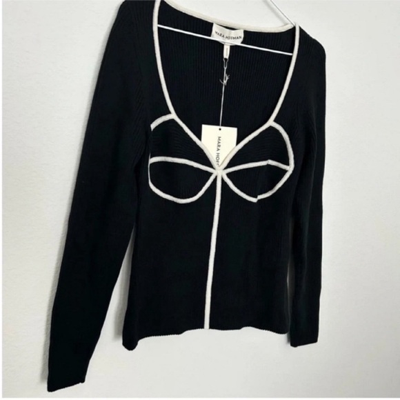 Mara Hoffman Naida Black Ribbed Contrast Sweater NWT - Picture 5 of 9
